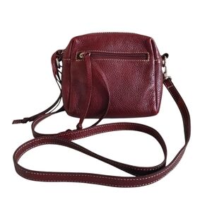 Roots Canada Maroon Leather Small Crossbody Bag